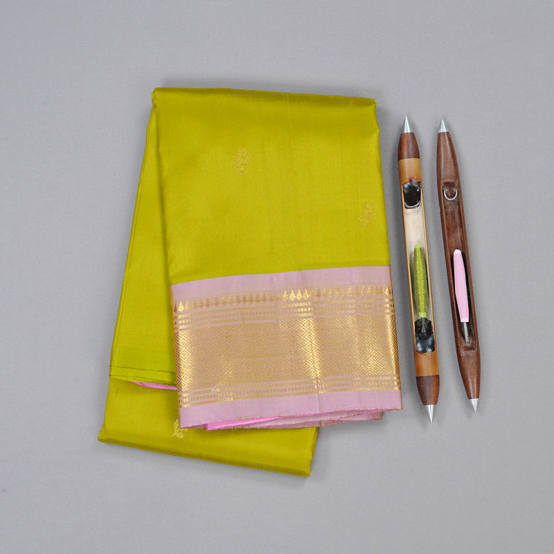 Hayagrivas Handloom Kanjivaram Silk Saree in Lavish Lemon Green KBD2118C1-14