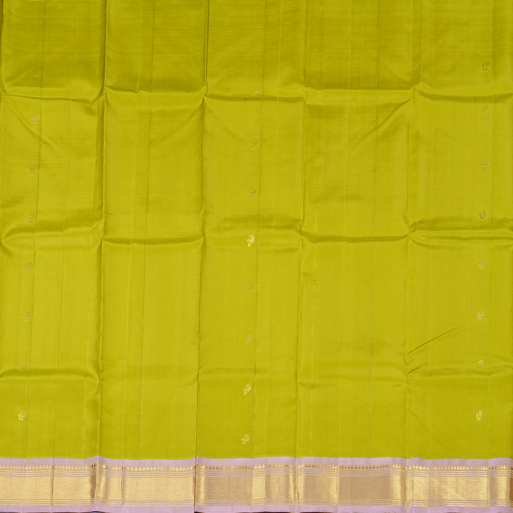 Hayagrivas Handloom Kanjivaram Silk Saree in Lavish Lemon Green KBD2118C1-14