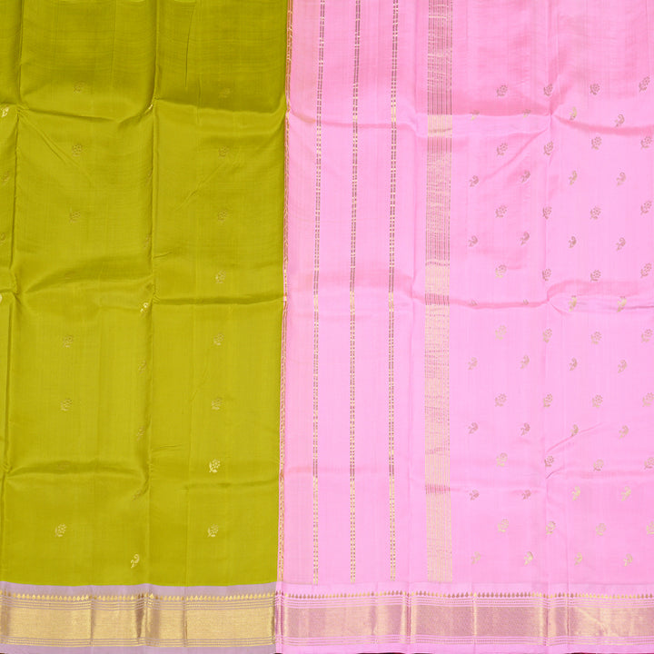 Hayagrivas Handloom Kanjivaram Silk Saree in Lavish Lemon Green KBD2118C1-14