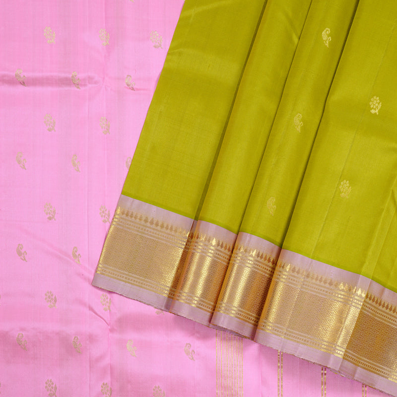 Hayagrivas Handloom Kanjivaram Silk Saree in Lavish Lemon Green KBD2118C1-14