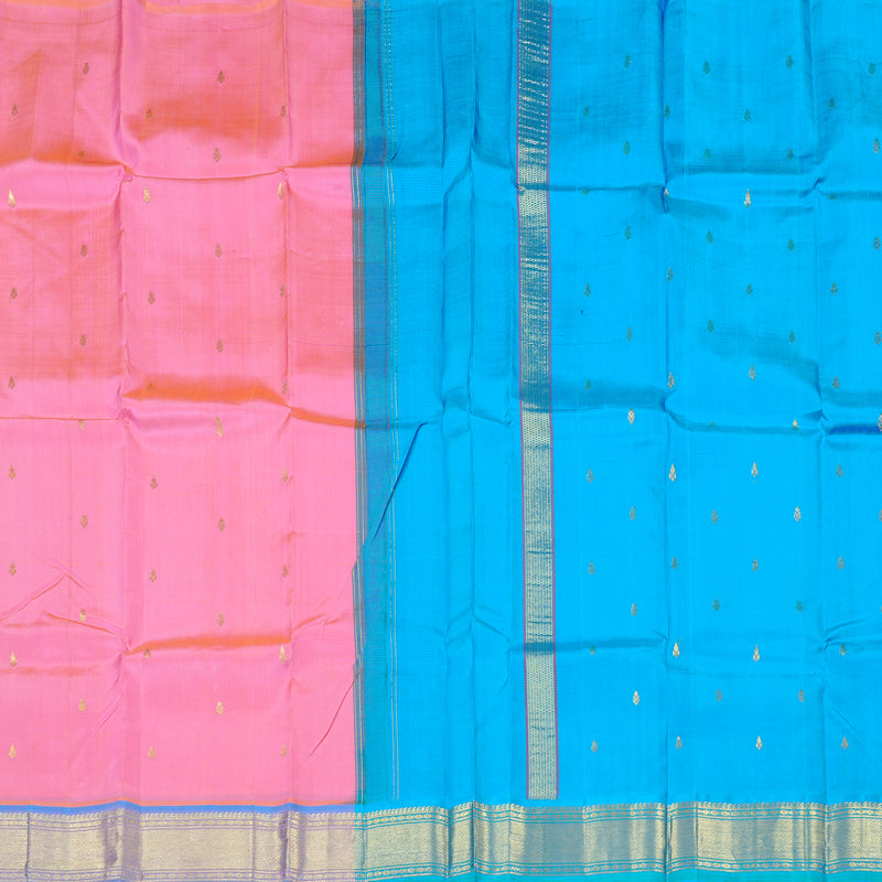 Hayagrivas Handloom Kanjivaram Silk Saree in Regal Orangish Pink KBD2118C1-23