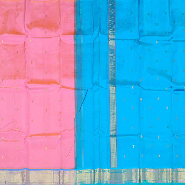 Hayagrivas Handloom Kanjivaram Silk Saree in Regal Orangish Pink KBD2118C1-23