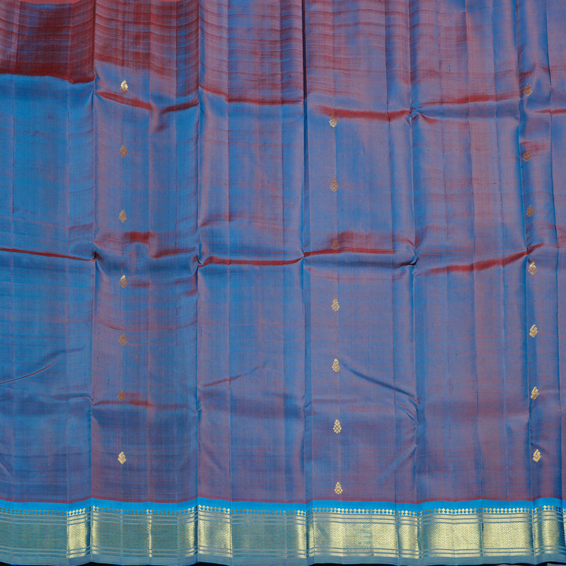 Hayagrivas Dual Tone (Sky Blue With Orange) Handloom Kanjivaram Silk Saree with Sky Blue Border KBD2118C1-27