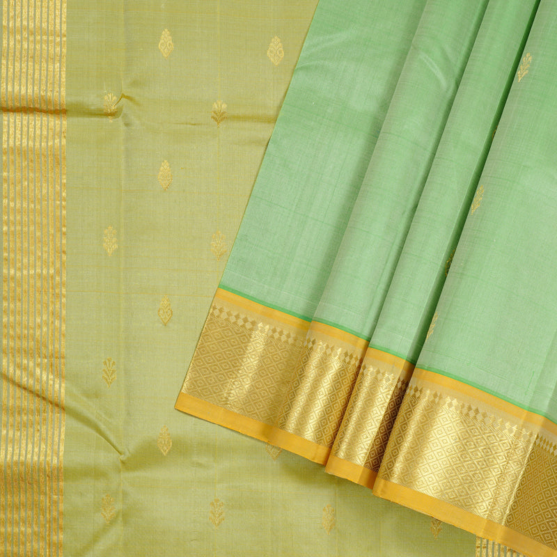 Hayagrivas Handloom Kanjivaram Silk Saree in Stunning Pastel Green KBD2118C1-3