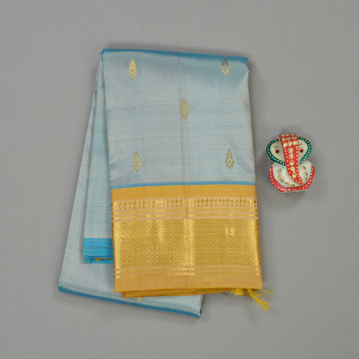 Hayagrivas Handloom Kanjivaram Silk Saree in Soothing Powder Blue KBD2118C1-33