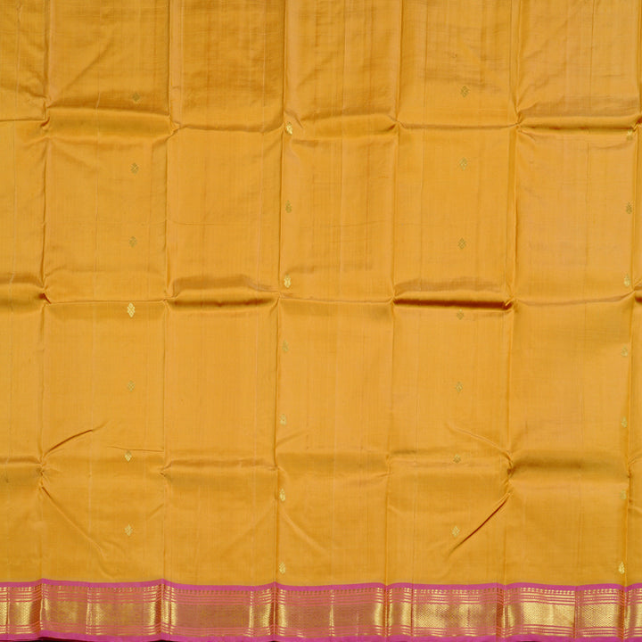 Hayagrivas Mustard Handloom Kanjivaram Silk Saree with Dual Tone (Pink With Yellow) Border KBD2118C1-37