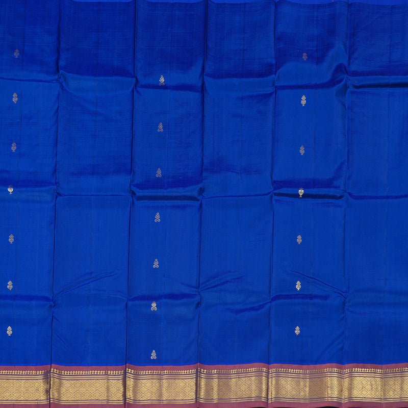 Hayagrivas Peacock Blue Handloom Kanjivaram Silk Saree with Burnt Orange Border KBD2118C1-4