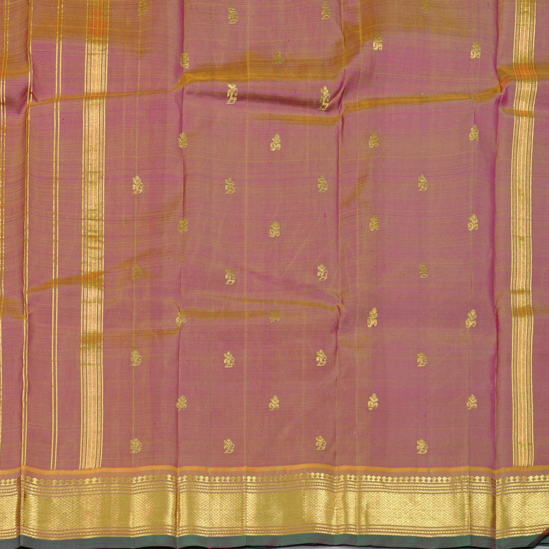 Hayagrivas Purple Handloom Kanjivaram Silk Saree with Dual Tone (Yellow With Pink) Border KBD2118C1-54