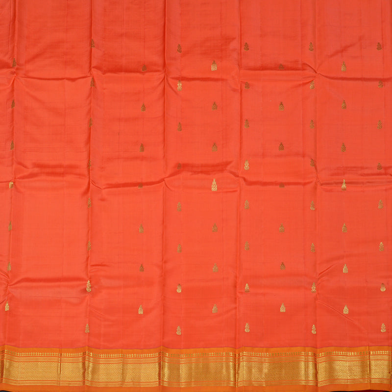 Hayagrivas Orange Handloom Kanjivaram Silk Saree with Mango Yellow Border KBD2118C1-56