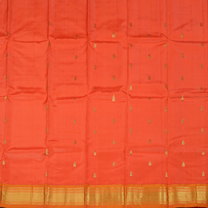 Hayagrivas Orange Handloom Kanjivaram Silk Saree with Mango Yellow Border KBD2118C1-56
