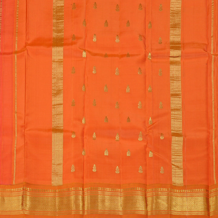 Hayagrivas Orange Handloom Kanjivaram Silk Saree with Mango Yellow Border KBD2118C1-56