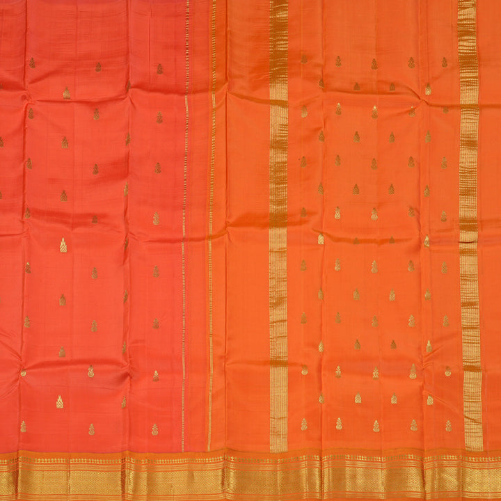 Hayagrivas Orange Handloom Kanjivaram Silk Saree with Mango Yellow Border KBD2118C1-56