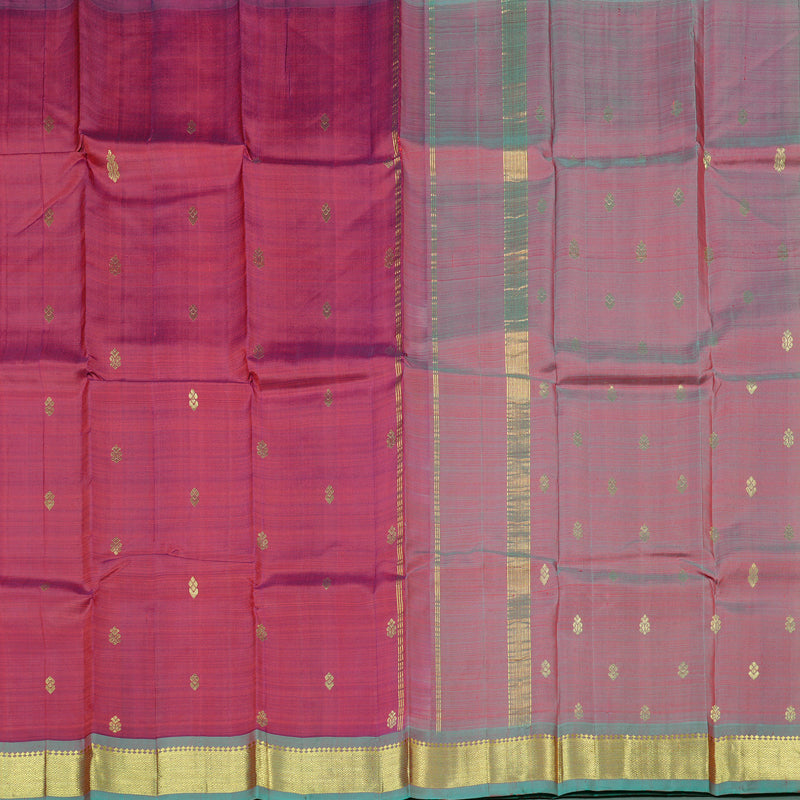 Hayagrivas Wine Purple Handloom Kanjivaram Silk Saree with Sea Green Border KBD2118C1-57