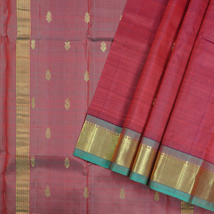 Hayagrivas Wine Purple Handloom Kanjivaram Silk Saree with Sea Green Border KBD2118C1-57
