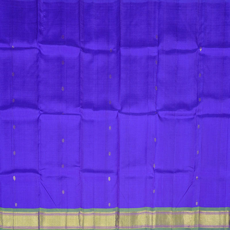 Hayagrivas Purplish Blue Handloom Kanjivaram Silk Saree with Light Green Border KBD2118C1-70
