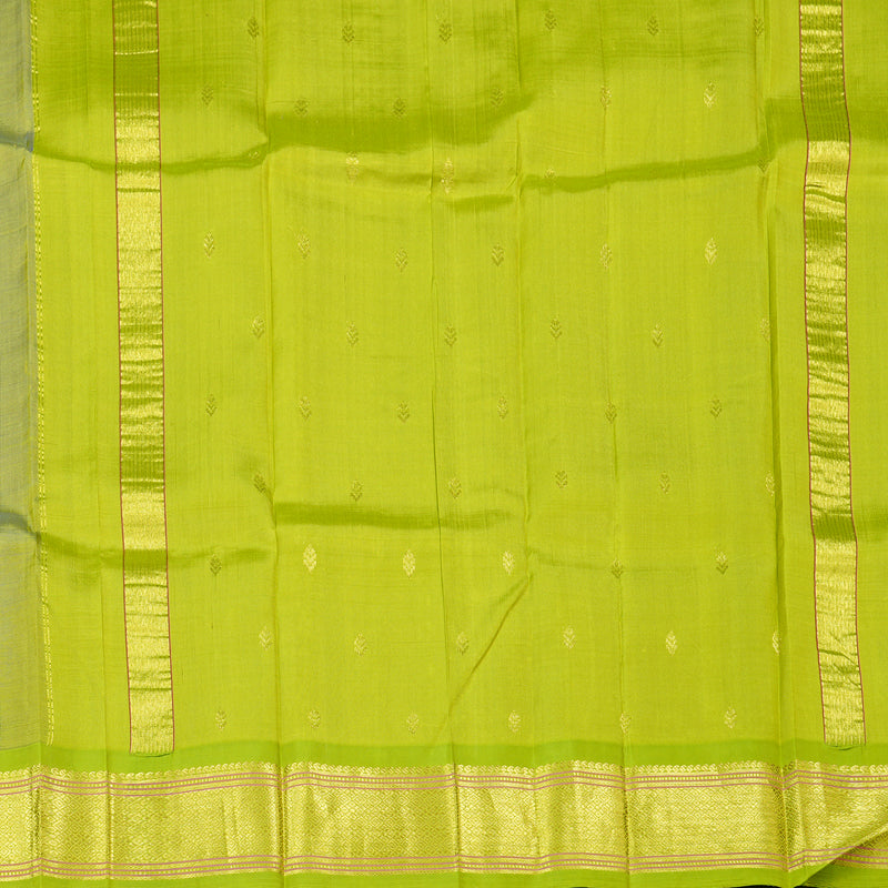 Hayagrivas Purplish Blue Handloom Kanjivaram Silk Saree with Light Green Border KBD2118C1-70