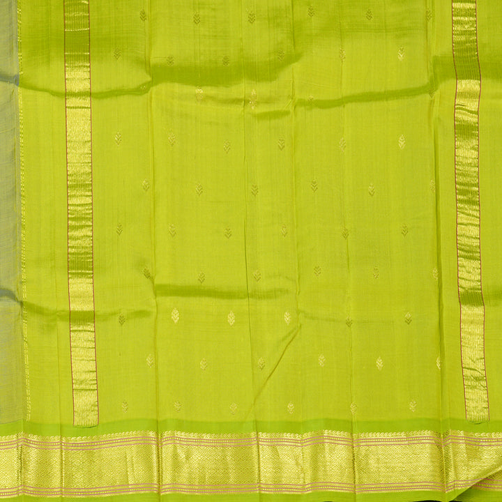 Hayagrivas Purplish Blue Handloom Kanjivaram Silk Saree with Light Green Border KBD2118C1-70