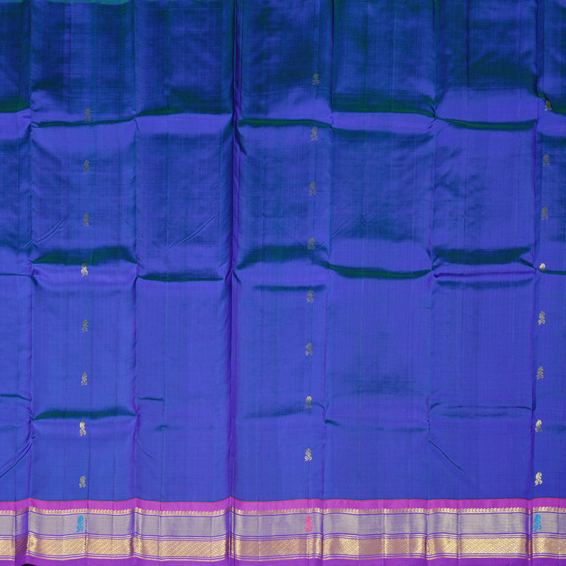 Hayagrivas Peacock Blue Handloom Kanjivaram Silk Saree with Purple Border KBD2118C2-10