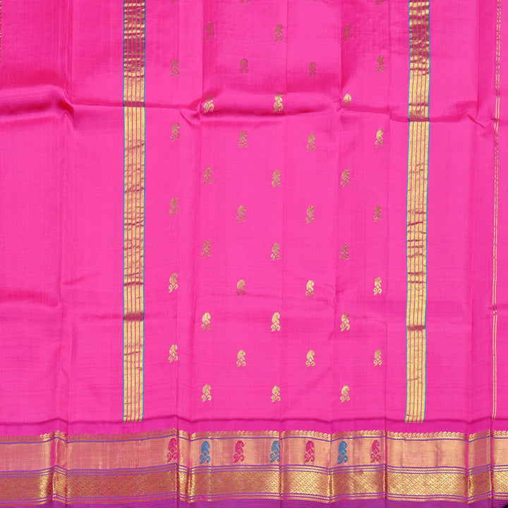 Hayagrivas Peach Pink Handloom Kanjivaram Silk Saree with Pink Border KBD2118C2-8