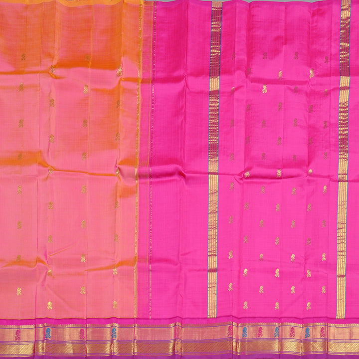 Hayagrivas Peach Pink Handloom Kanjivaram Silk Saree with Pink Border KBD2118C2-8