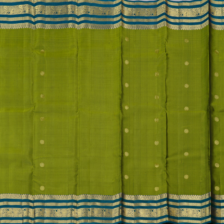 Hayagrivas Handloom Kanjivaram Silk Saree in Exquisite Olive Green KBD2120C1-1