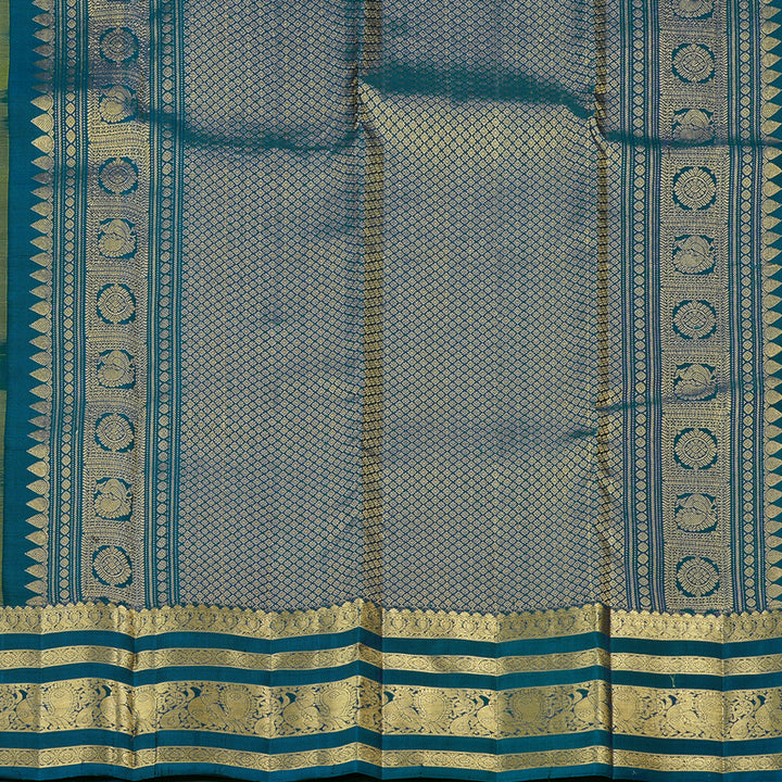 Hayagrivas Handloom Kanjivaram Silk Saree in Exquisite Olive Green KBD2120C1-1
