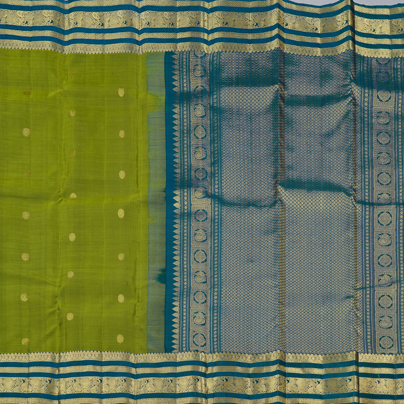 Hayagrivas Handloom Kanjivaram Silk Saree in Exquisite Olive Green KBD2120C1-1