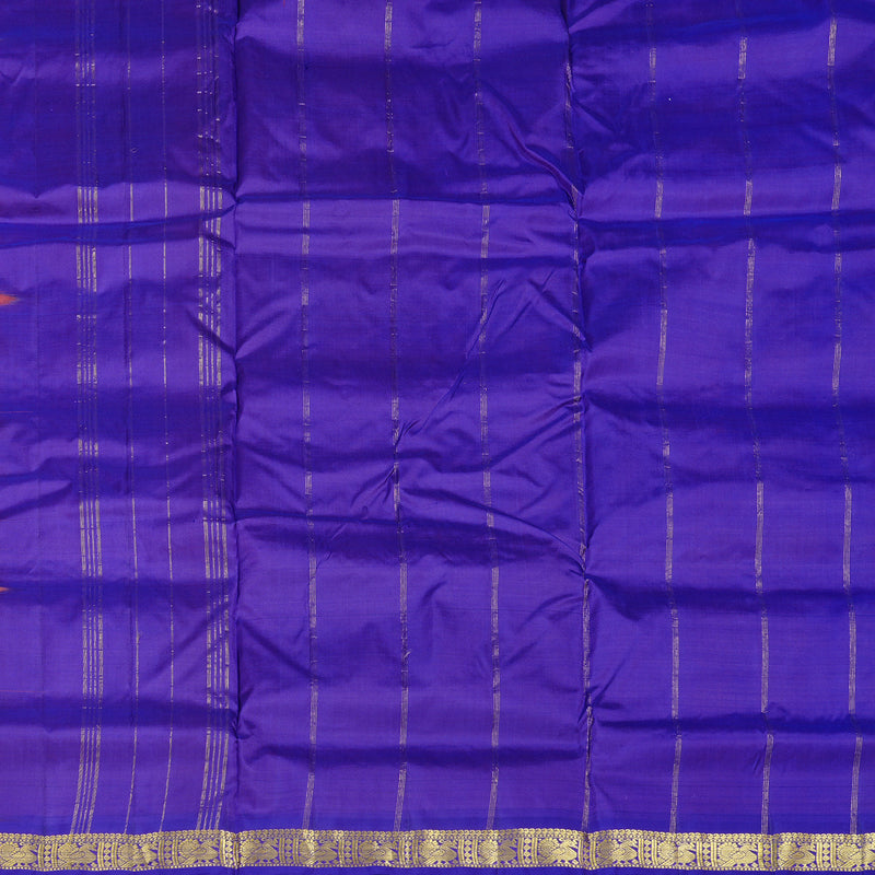 Hayagrivas Orange Handloom Kanjivaram Ten Yards Silk Saree with Purple Border KBD2125C1-3