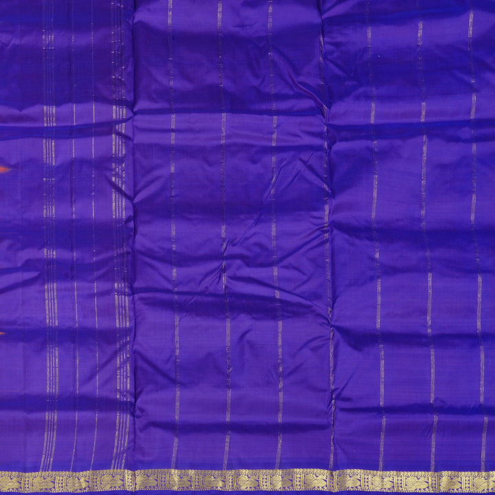 Hayagrivas Orange Handloom Kanjivaram Ten Yards Silk Saree with Purple Border KBD2125C1-3
