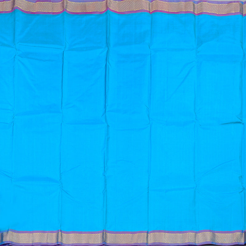 Hayagrivas Sky Blue Handloom Kanjivaram Silk Saree with Purple Border KBD2125C2-3