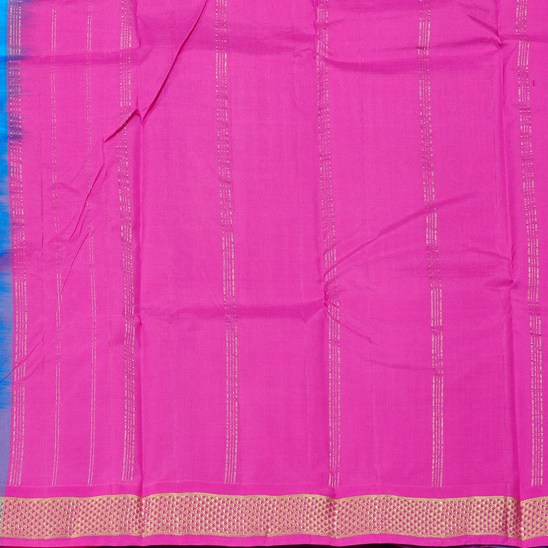 Hayagrivas Sky Blue Handloom Kanjivaram Silk Saree with Purple Border KBD2125C2-3