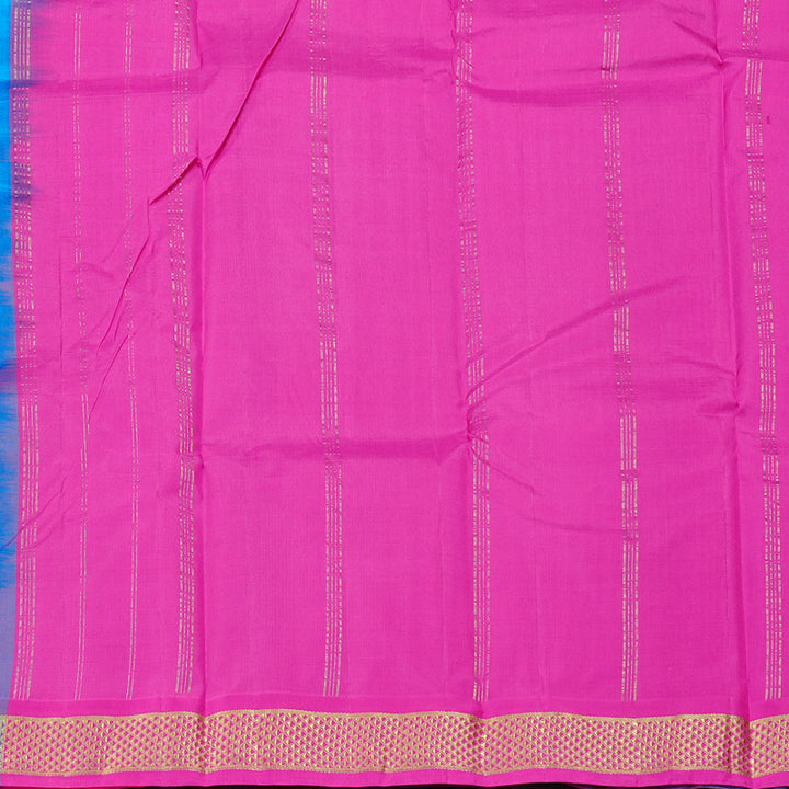 Hayagrivas Sky Blue Handloom Kanjivaram Silk Saree with Purple Border KBD2125C2-3