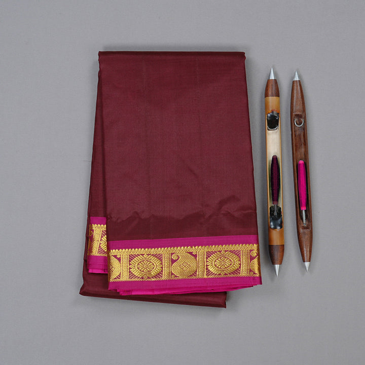 Hayagrivas Handloom Kanjivaram Silk Saree in Magnetic Dark Brown KBD2125C2-4