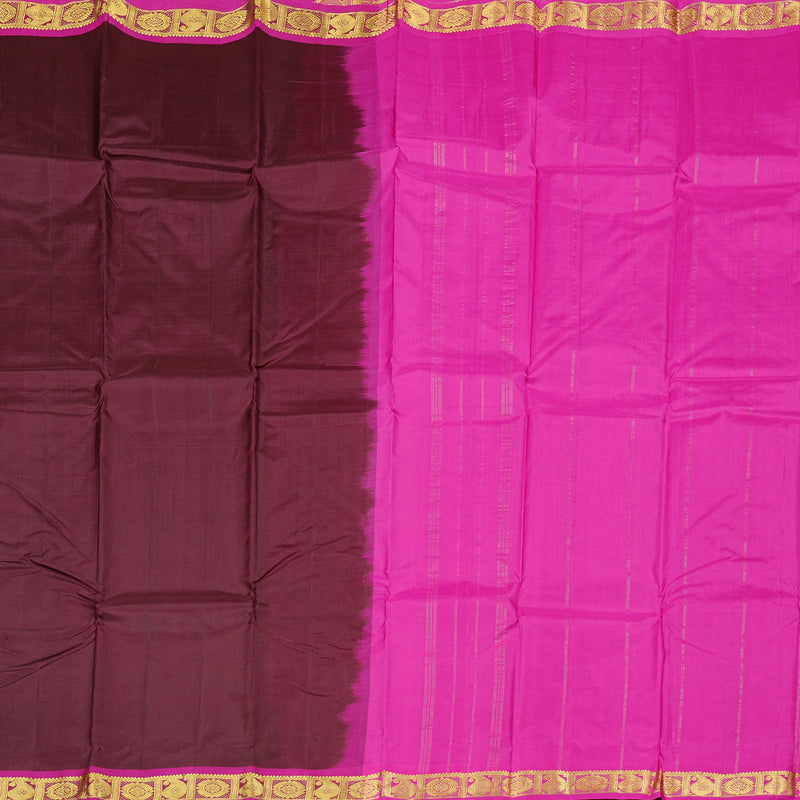Hayagrivas Handloom Kanjivaram Silk Saree in Magnetic Dark Brown KBD2125C2-4