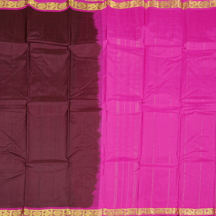 Hayagrivas Handloom Kanjivaram Silk Saree in Magnetic Dark Brown KBD2125C2-4