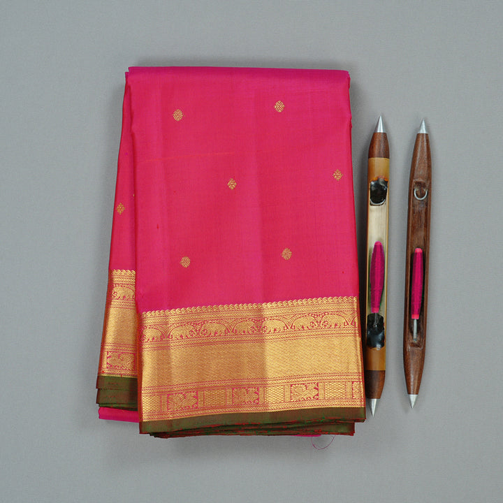 Hayagrivas Reddish Pink Handloom Kanjivaram Silk Saree KBD2126C1-1