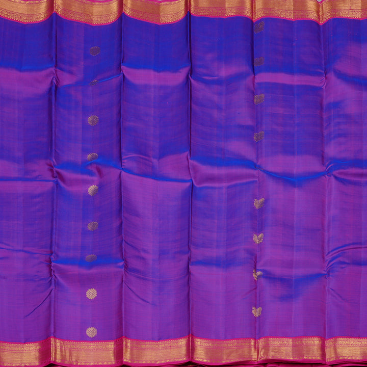 Hayagrivas Purple Handloom Kanjivaram Silk Saree with Pink Border KBD2126C1-3