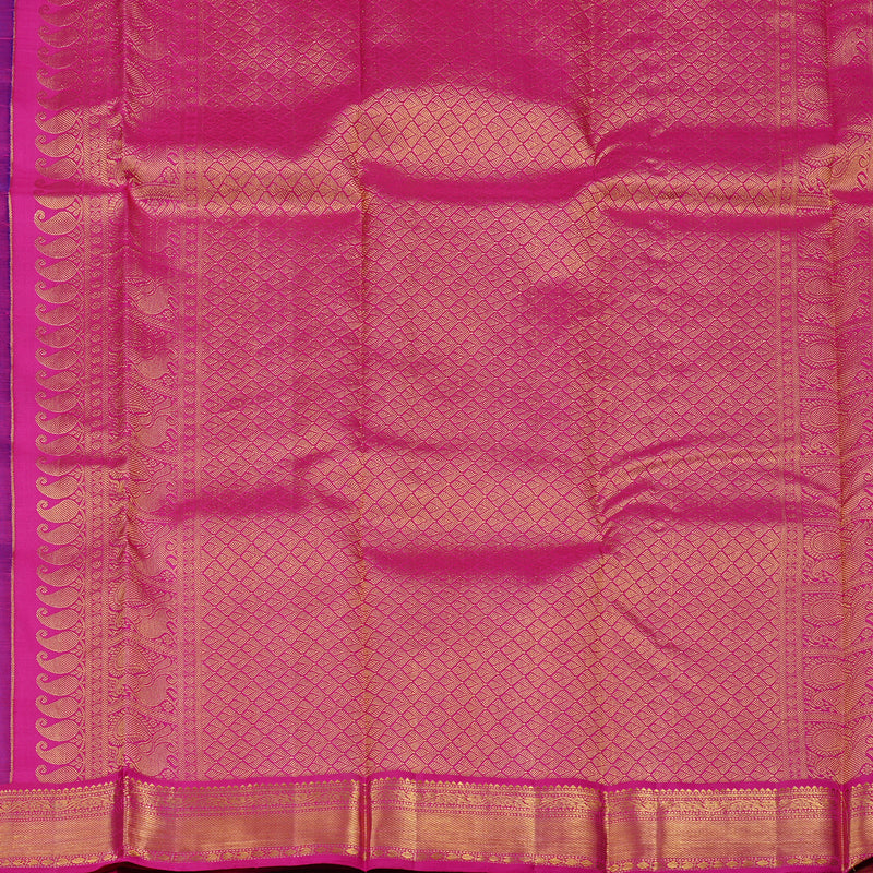 Hayagrivas Purple Handloom Kanjivaram Silk Saree with Pink Border KBD2126C1-3