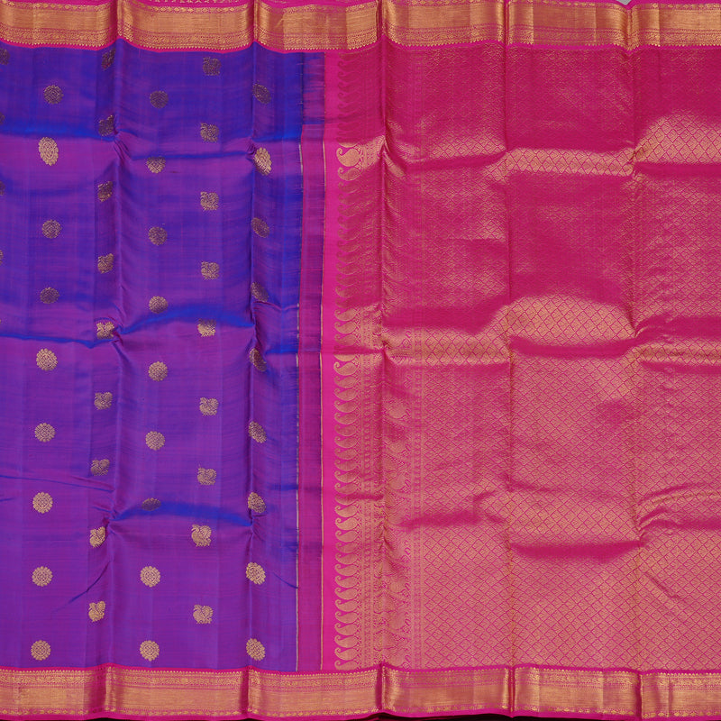 Hayagrivas Purple Handloom Kanjivaram Silk Saree with Pink Border KBD2126C1-3