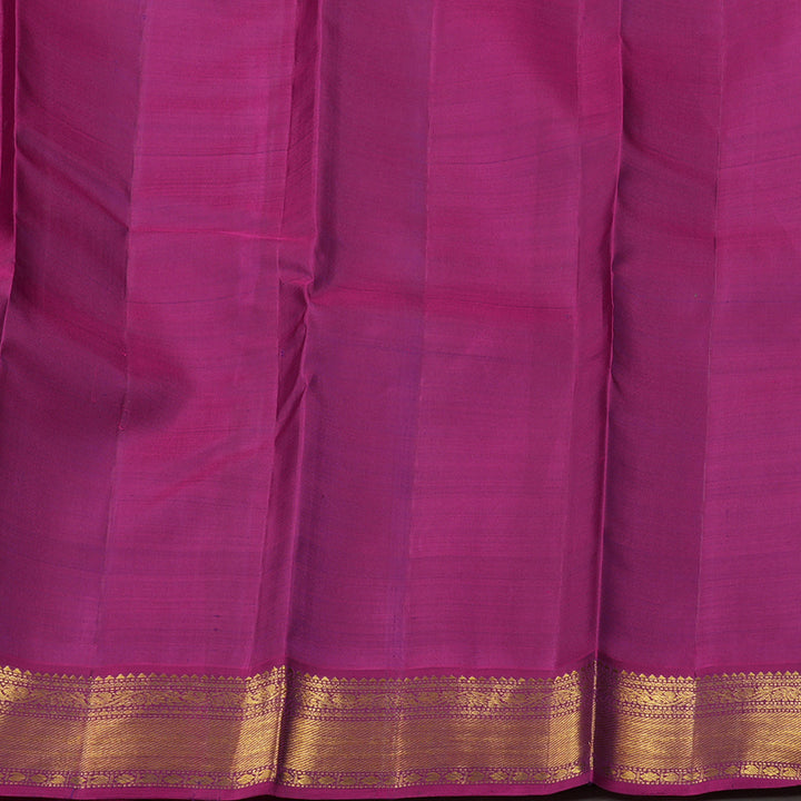 Hayagrivas Dark Purplish Blue Handloom Kanjivaram Silk Saree with Purple Border KBD2126C1-4