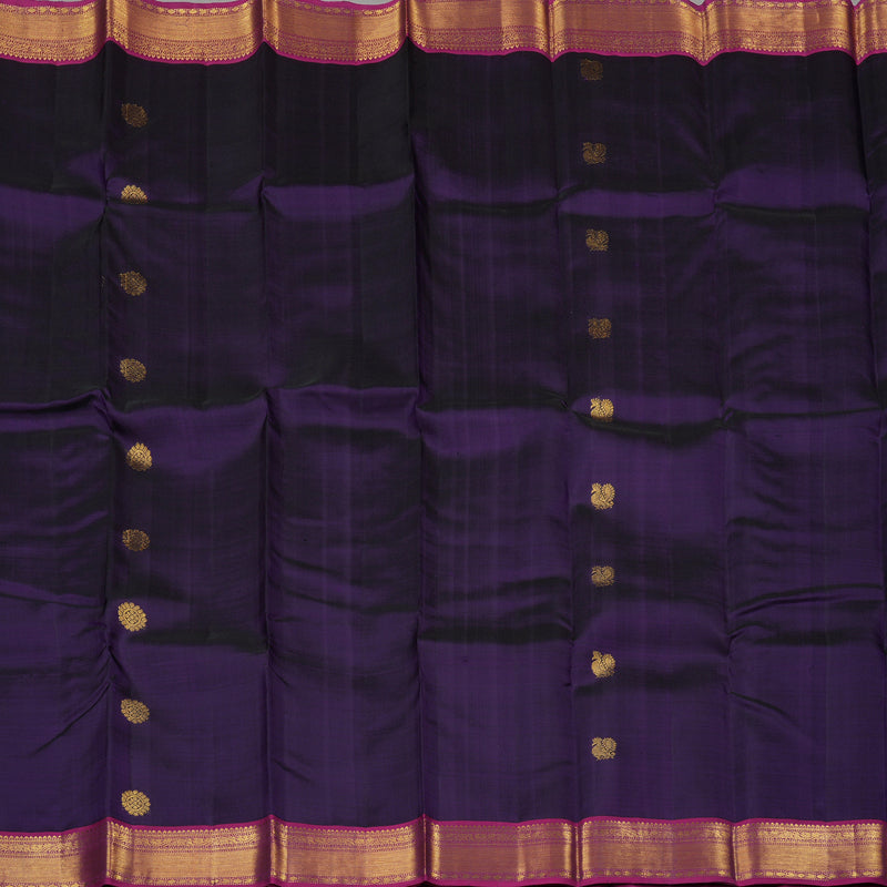 Hayagrivas Dark Purplish Blue Handloom Kanjivaram Silk Saree with Purple Border KBD2126C1-4