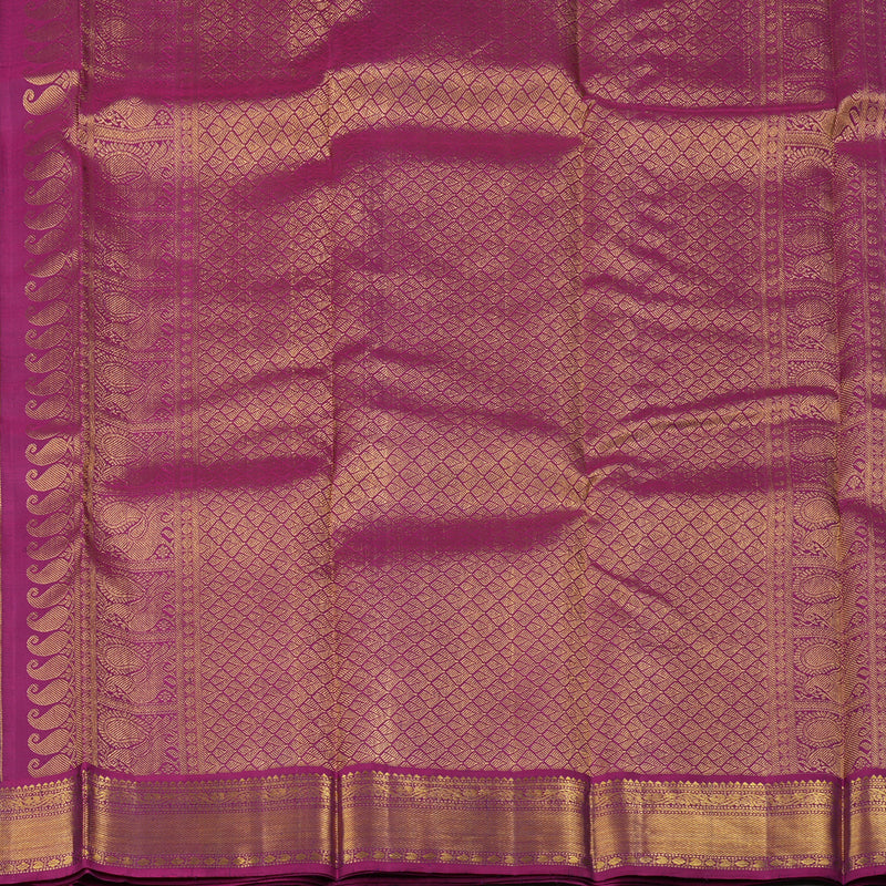 Hayagrivas Dark Purplish Blue Handloom Kanjivaram Silk Saree with Purple Border KBD2126C1-4