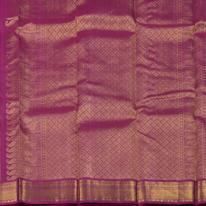 Hayagrivas Dark Purplish Blue Handloom Kanjivaram Silk Saree with Purple Border KBD2126C1-4