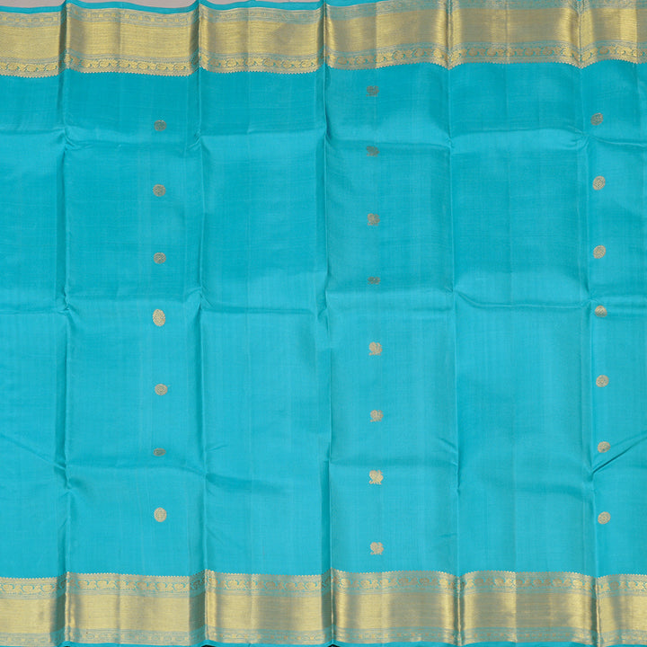 Hayagrivas Handloom Kanjivaram Silk Sarees in Soothing Sea Blue KBD2126C2-3