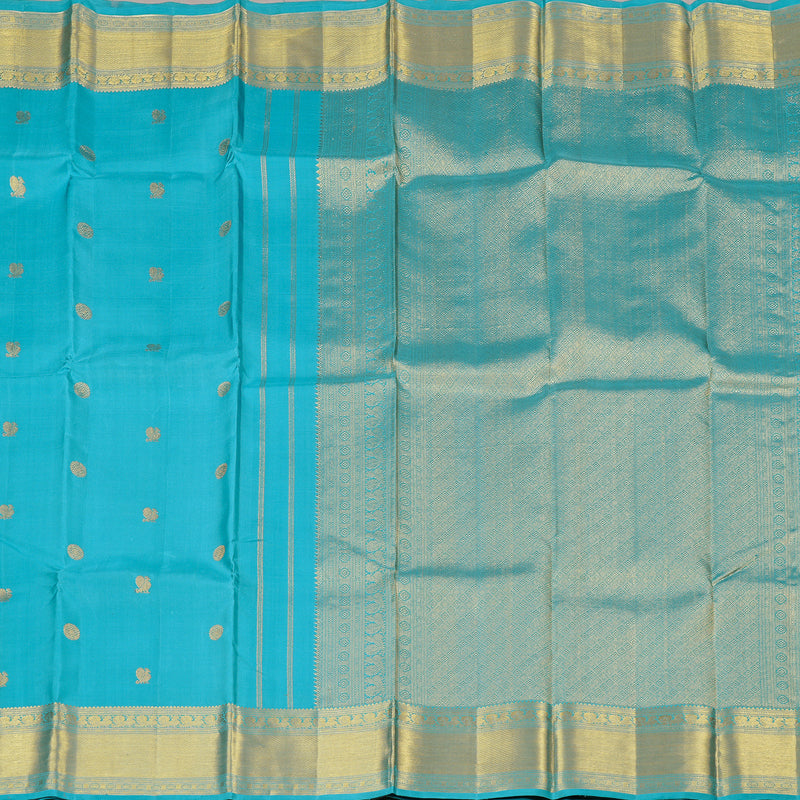 Hayagrivas Handloom Kanjivaram Silk Sarees in Soothing Sea Blue KBD2126C2-3