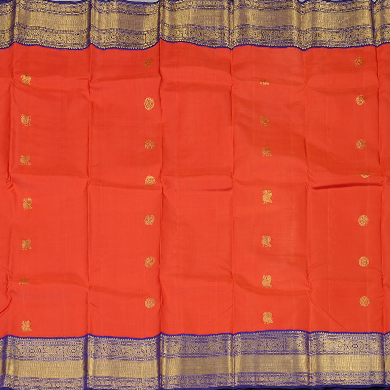Hayagrivas Red Handloom Kanjivaram Silk Saree with Blue Border KBD2126C6-2