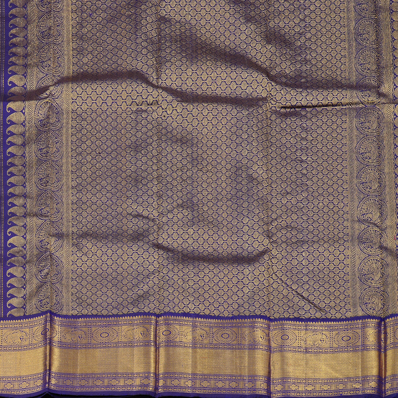 Hayagrivas Red Handloom Kanjivaram Silk Saree with Blue Border KBD2126C6-2