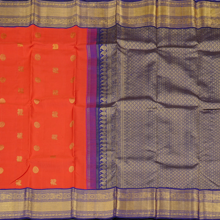 Hayagrivas Red Handloom Kanjivaram Silk Saree with Blue Border KBD2126C6-2