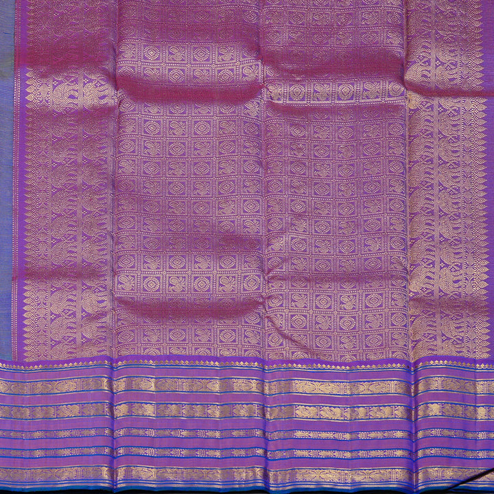 Hayagrivas Handloom Kanjivaram Silk Saree in Magical Peacock Blue KBD2127C10-2