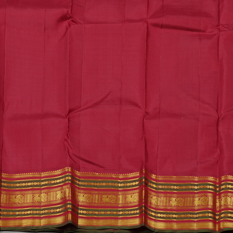 Hayagrivas Fluorescent Green Handloom Kanjivaram Silk Saree with Dark Maroon Border KBD2127C10-3